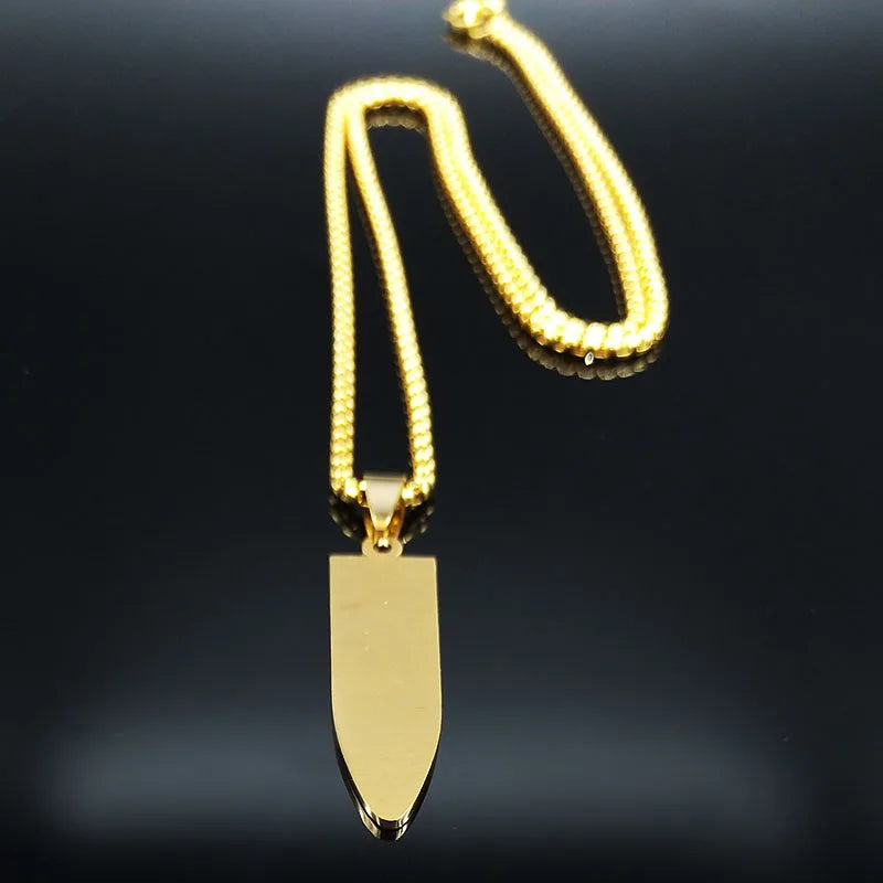Male Jesus Cross Stainless Steel Choker Necklace for Men Chain Gold Color Bullet Necklaces Jewerly colar masculino N6049S02