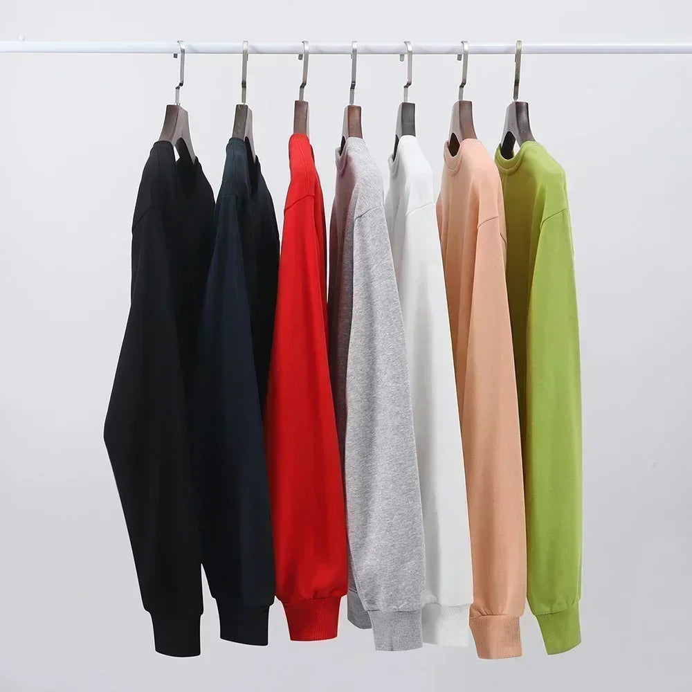Men's Cartoon Printed Pure Cotton Sweatshirts Oversized Classic Graphic Pullovers for Men Women Tops