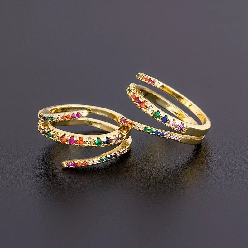 AIBEF Fashion Boho Jewelry Women Rings Exquisite Zircon Multi-layer Adjustable Ring Trendy Personality Gift