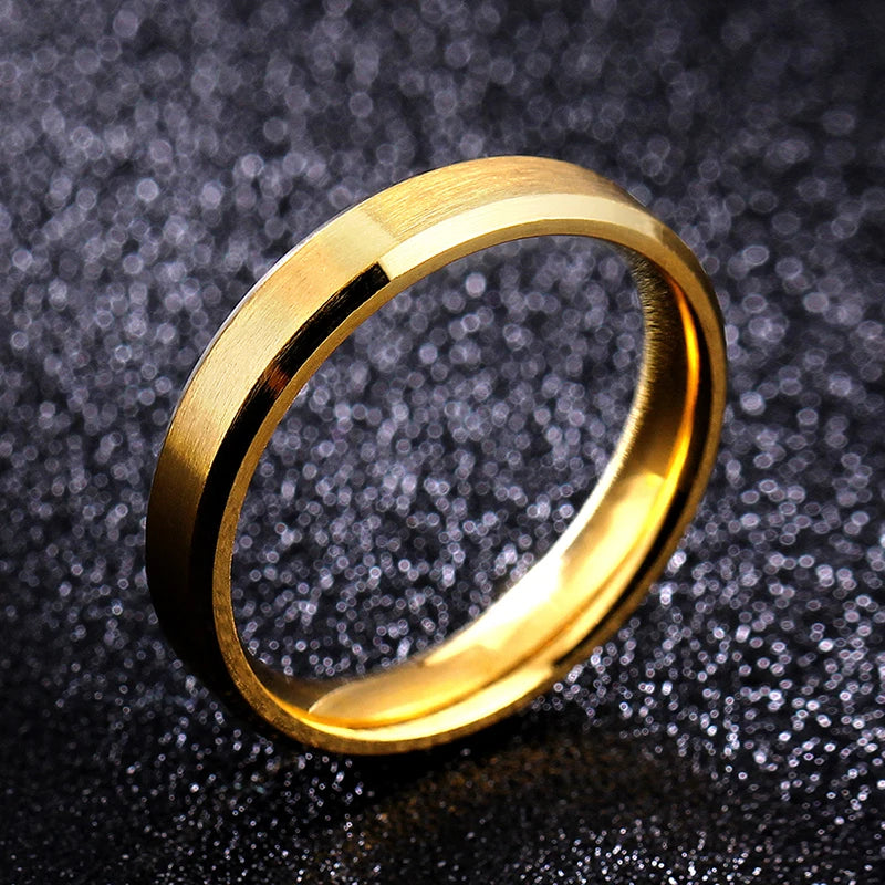 4mm Simple Smooth Women Rings Black Stainless Steel Men Rings Birthday Gifts