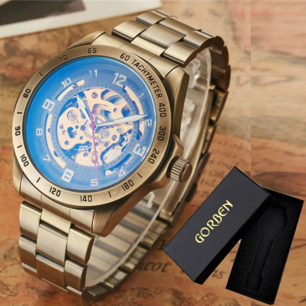 Wrist Watch For Men Waterproof Automatic Mechanical Watch Men's watch Retro montre homme with Genuine Leather relogio masculino