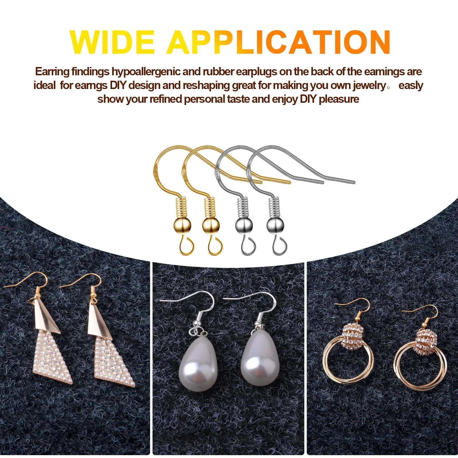 50pairs Hypoallergenic Earring Hooks Earring Making Kit with Earring Hooks Jump Rings and Clear Rubber Earring