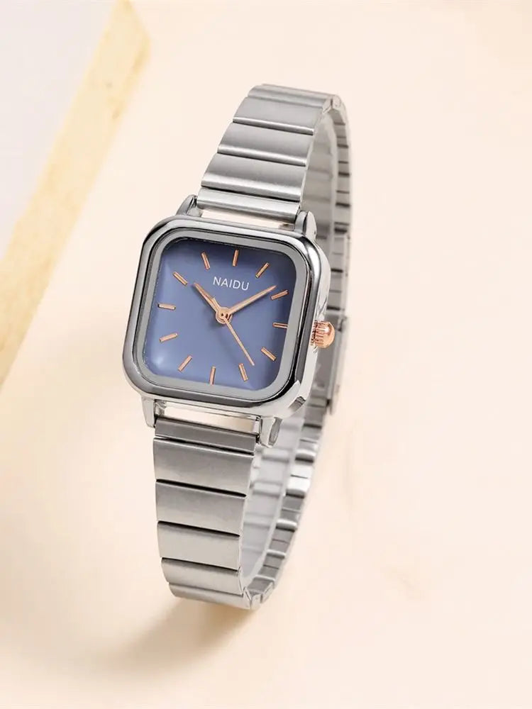 Fashion Square dial steel quartz women wrist watch