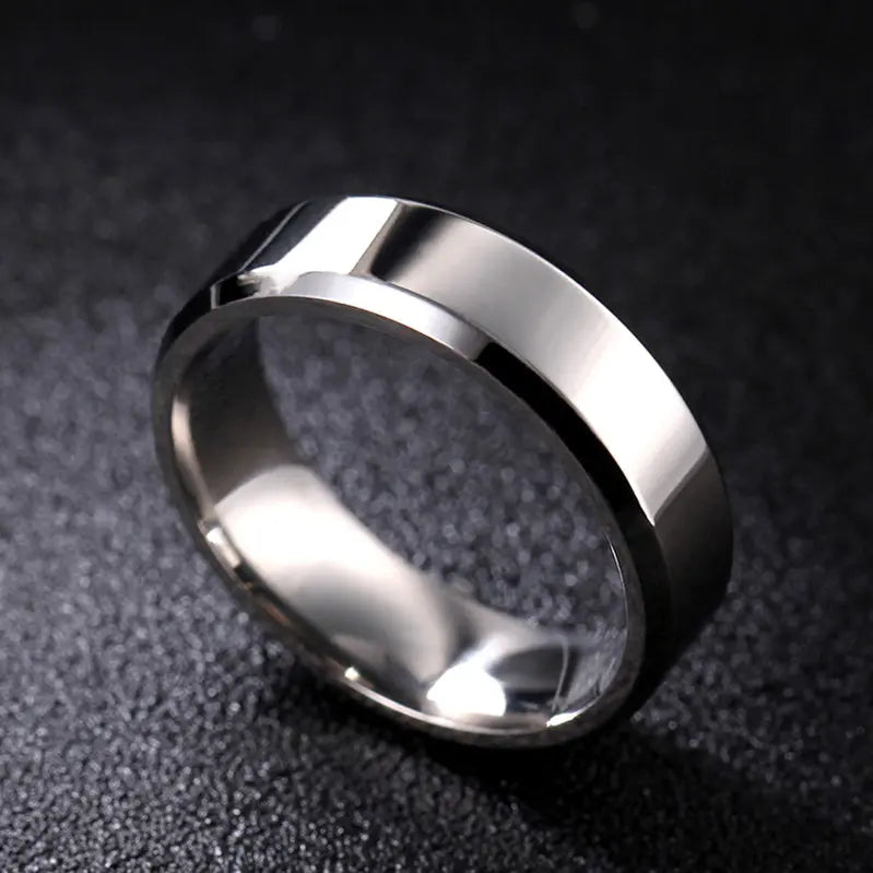 4mm Simple Smooth Women Rings Black Stainless Steel Men Rings Birthday Gifts