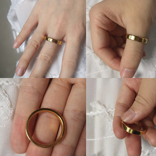 4mm Simple Smooth Women Rings Black Stainless Steel Men Rings Birthday Gifts