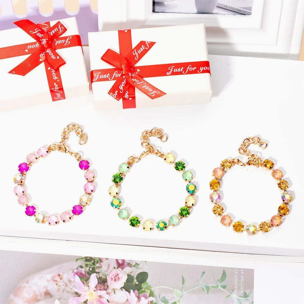 Colorful Charm Crystal Women Bracelet Gold and Silver Chain Bohemian Jewelry Free Shipping