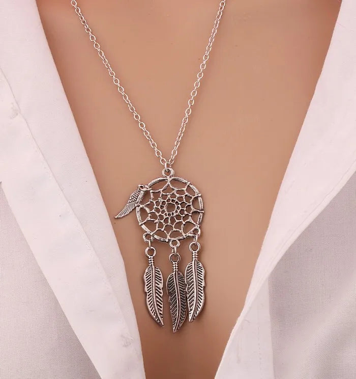 Feather Pendant Bohemia Tassels Necklace Jewelry Network Pendant Chain Retro Women Necklace Gift