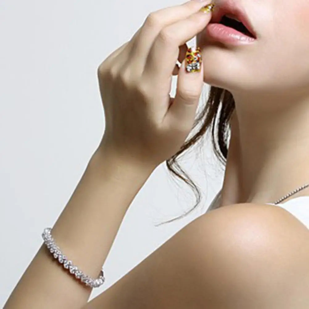 Elegant Bracelet for Women Chain Cubic Zircon Rhinestone Shiny Inlaid Bangle Bracelet Gifts