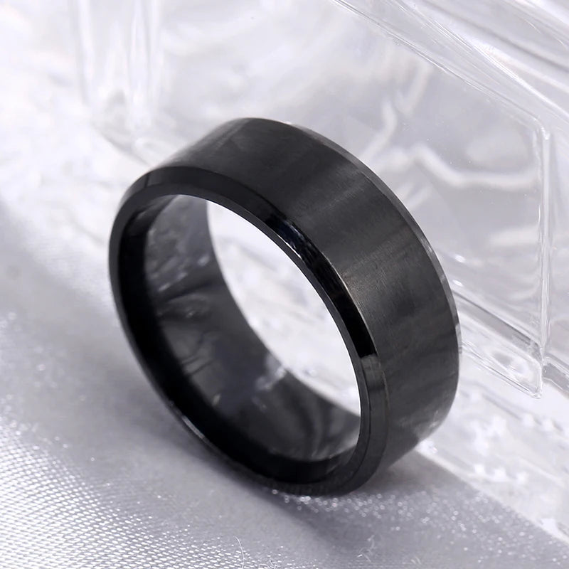4mm Simple Smooth Women Rings Black Stainless Steel Men Rings Birthday Gifts