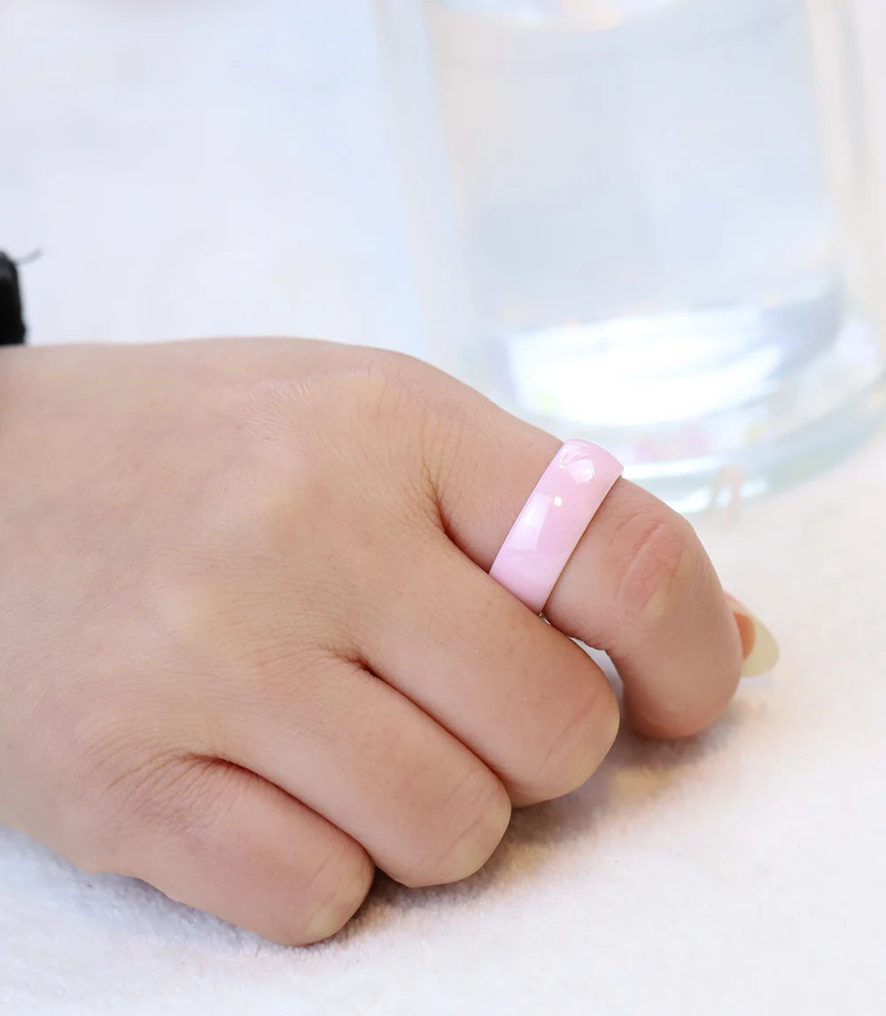 Smooth Pink/White/Black Ceramic Ring For Women Rings Simple Design Exquisite Wedding Engagement Rings