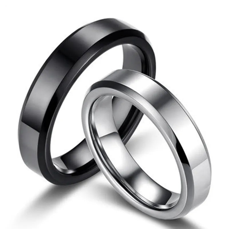 4mm Simple Smooth Women Rings Black Stainless Steel Men Rings Birthday Gifts