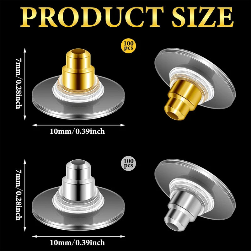 200Pcs Earring Backs for Droopy Ears Earring Backs Replacements Earring Backs for Heavy Earring Bullet Clutch Diy Accessories
