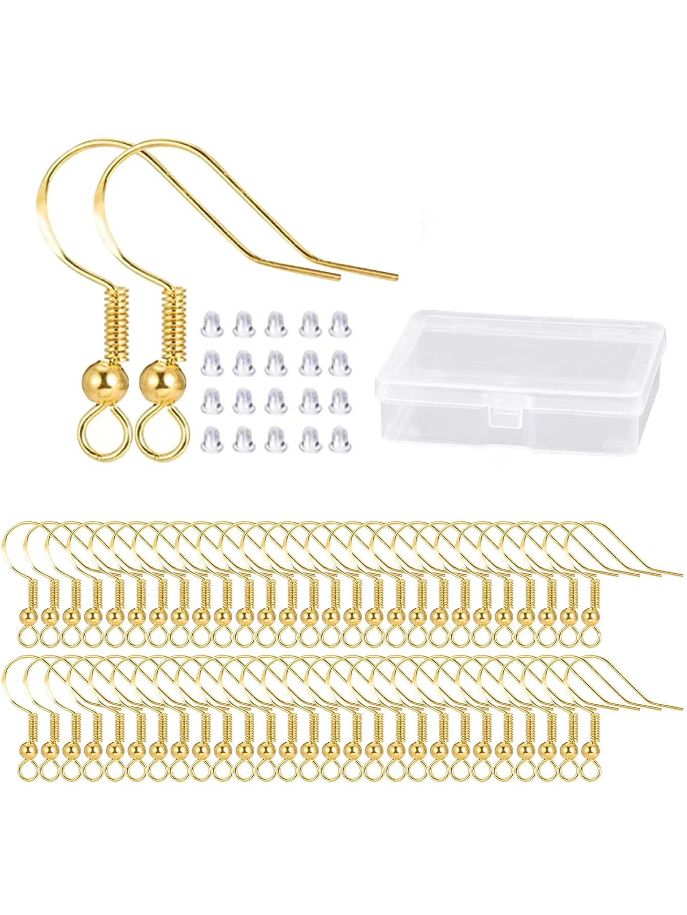 50pairs Hypoallergenic Earring Hooks Earring Making Kit with Earring Hooks Jump Rings and Clear Rubber Earring