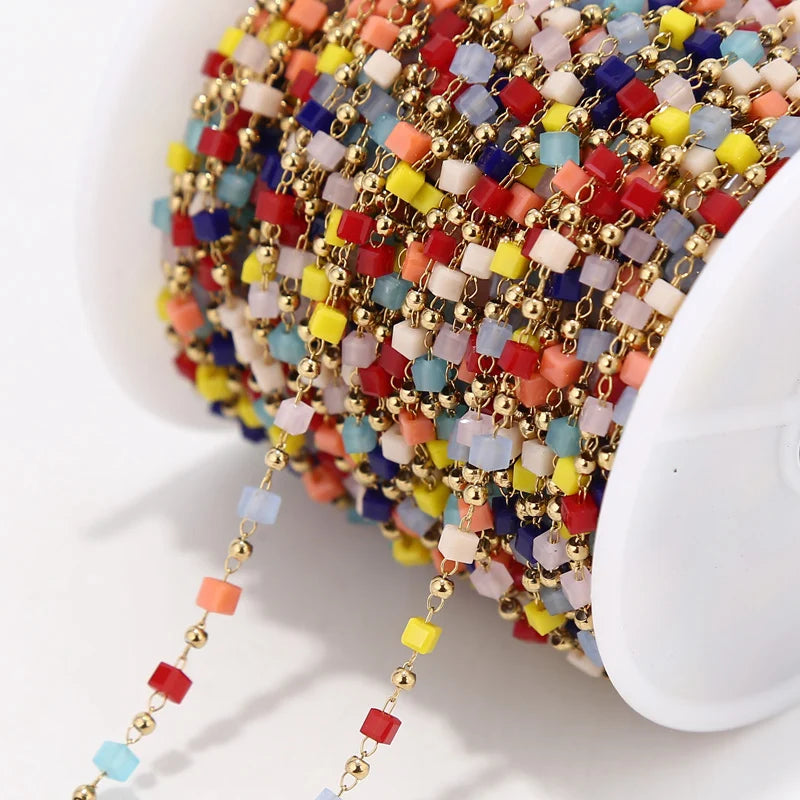 1M Stainless Steel  Gold Beaded Chains for DIY Women Bracelet Necklace waterproof