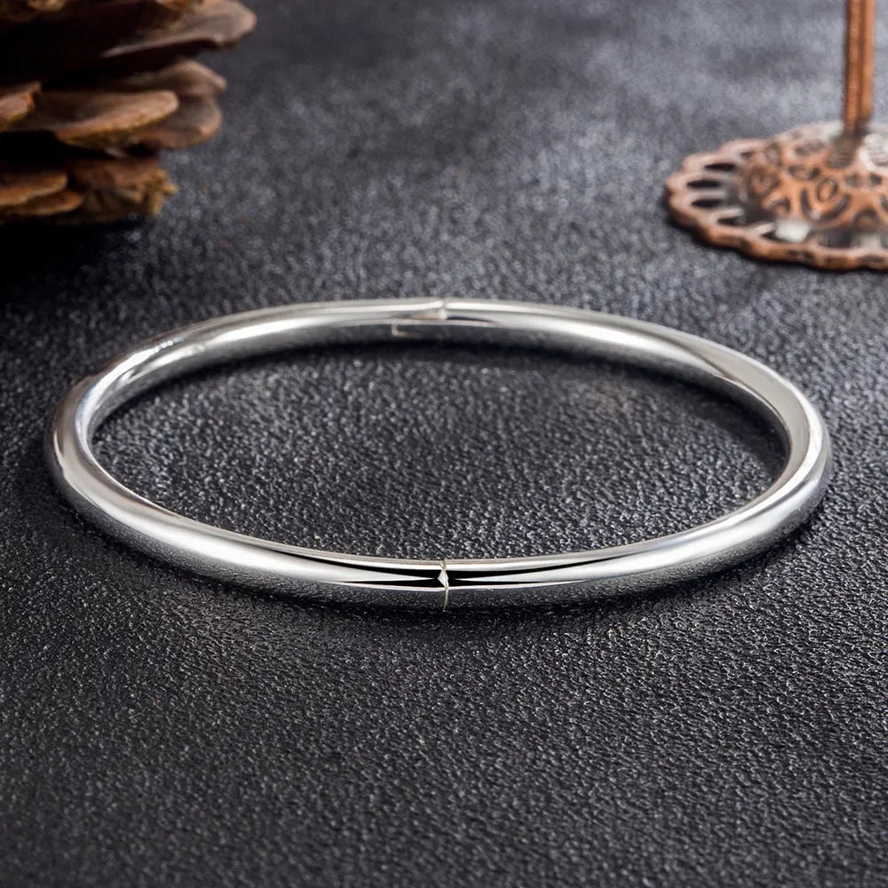 S925 Sterling Silver Simple Women Bracelet Bangles Ladies Luxury Designer Jewelry Accessories
