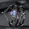 Delicate Women Rings Black Color Oval Round Blue Black Stone Rings Set Party Accessories Gift
