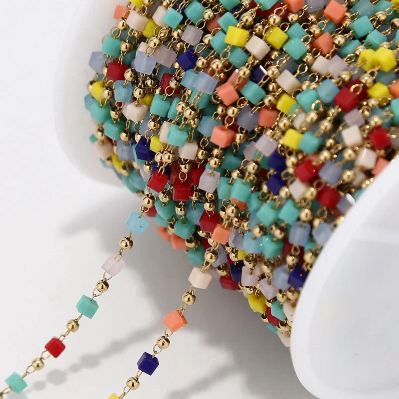 1M Stainless Steel  Gold Beaded Chains for DIY Women Bracelet Necklace waterproof